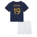 Billige Frankrig Karim Benzema #19 Børnetøj Hjemmebanetrøje til baby VM 2022 Kortærmet (+ korte bukser)